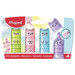 Маркер текстовый 4 шт. Fluo Peps Mini Friends пастельный 9743604 MAPED