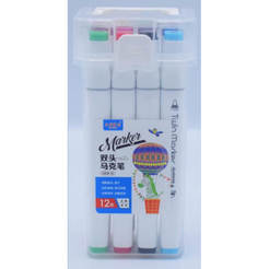 Markers 12 colors PP box double-ended alcohol 924171