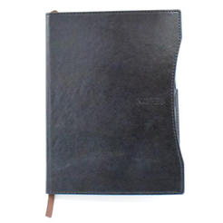 Notizbuch A5 14x21cm Luxusleder schwarz mit Rolle 924219