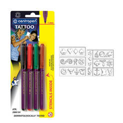Комплект татуировки - 4 цвята с шаблони