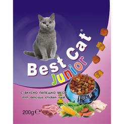 Храна за котки BEST CAT 200г младо пиле, гранули