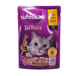 Продукт Whiskas Pouch 85 г Вкусная смесь для блюд из баранины/индейки в сливочном соусе для подливок 10482 WHISKAS