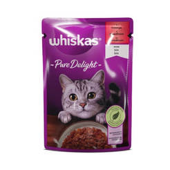 Храна Whiskas Pouch 85гр Pure delight говеждо в желе 10486 WHISKAS