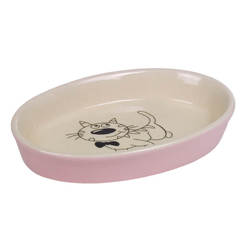 Ceramic feeder - 17 x 11 x 2.5 cm, oval, pink
