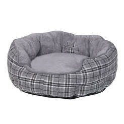 Легло за котки Kapu - 50 х 19см, кръгло, сиво каре