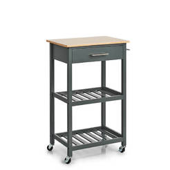 Кухненска количка 58х40х93см антрацит и бамбук ZELLER