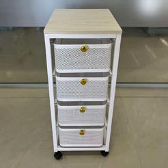 Kitchen cabinet 4 levels 33x40x80cm metal with MDF top white 110729