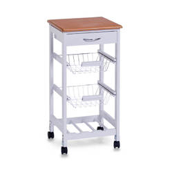 Кухненска количка 58х40х93см бяла и бамбук ZELLER