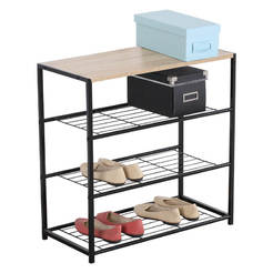 Shoe stand 3 levels 63 x 63 x 30 cm chipboard and metal BUSTER