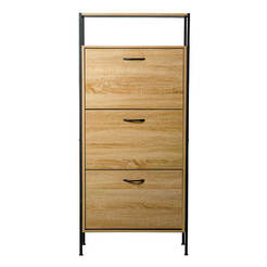 Schuhschrank 3 Türen und Regal 63x24x140cm Spanplatte Eichenfarbe XG6024143TLA MHC