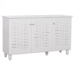 Шкаф за обувки 3 врати 114x34x68см меламин бял IGGY