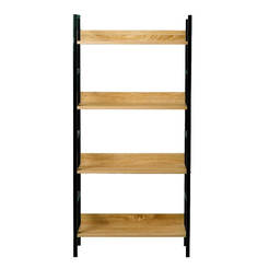 Regal mit 4 Böden, Sonoma-Eiche und Schwarz, 125 x 60 x 28 cm, Spanplatte und Metall, FORTE
