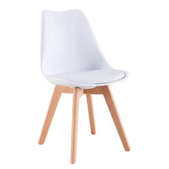 Обеденный стул Vegas, белый, пластик и дерево, 53,5x48,5x83 см.