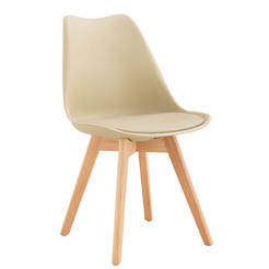 Обеденный стул Vegas, бежевый, пластик и дерево, 53,5x48,5x83 см.
