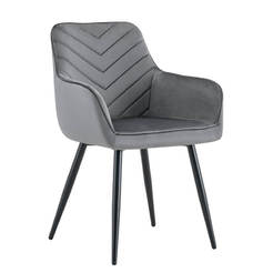 Обеденный стул Latrell, серый бархат, металлические ножки, 56x57x84 см.