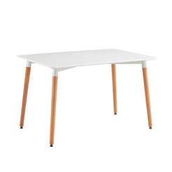 Обеденный стол из МДФ/бука, белый, 120x80x75 см.