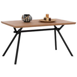 Dining table 140x80x75hcm MDF oak color/metal
