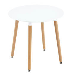 Обеденный стол из МДФ, белый/дерево, 80x75 см.