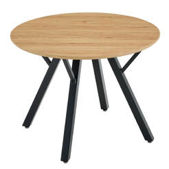 Обеденный стол из МДФ, цвет дуб, с металлическими ножками, Ø100x76 см.