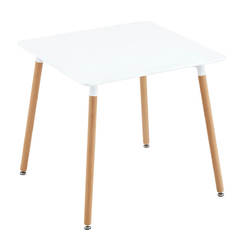 Обеденный стол в минималистичном стиле, МДФ/бук, белый, 80x80x74 см.