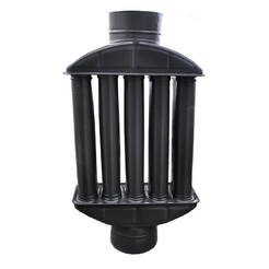 Radiator for wood fireplace, 5 ribs, black matt