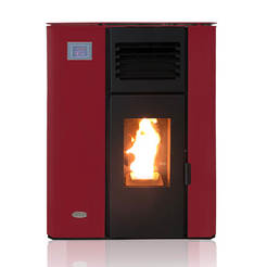 Pellet fireplace with water jacket VPBS H12, 12KW, 300m3, burgundy, VERSO