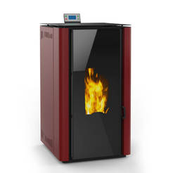 Pellet stove with water jacket PLW25 PEH, 25KW / 2kW, burgundy, PRITY