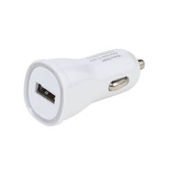 Зарядно устройство за автомобил, USB изход: 2,1 А , бял