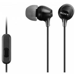 Слушалки с микрофон 3.5мм позлатен жак 120см кабел черни, MDR-EX15AP SONY