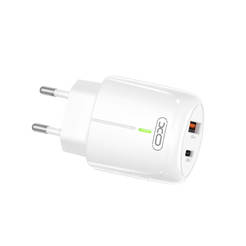 Зарядное устройство двойное быстрое 20 Вт USB-A+USB-C 3A 100-240 В белое, L114 XO