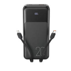 Внешний аккумулятор 20 000 мАч 22,5 Вт с кабелями USB-C + выход для iPhone 3.0A + 2,45A + выход USB-A PR249 XO