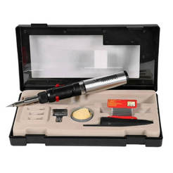 Gas soldering iron 3 in 1 - soldering iron/burner/hot air, set with accessories