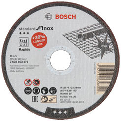 Stainless steel cutting disc Standard for Inox 125 x 1.0 x 22.23mm