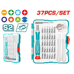 Комплект отвертка прецизна с накрайници 37 части TOTAL