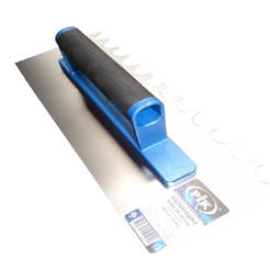 Inox trowel 32cm rounded tooth 20mm 2K non-slip handle