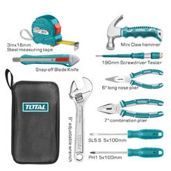 Hand tool set 9 pieces in case TOTAL