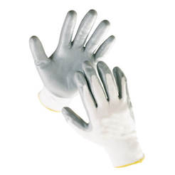 Ръкавици с нитрилов слой безшевно трико, бяло/сиви 9022