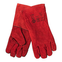 Calfskin gloves W1 / 15 with lining, red