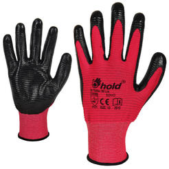 Ръкавици Soho - безшевно трико, топени в нитрил, черно/червени