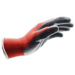Красные нитриловые перчатки с нитриловым слоем, бесшовная вязка, размер N:8, серо-красные WURTH