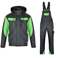 Зимно яке с гащеризон Braver XL полиестер, студо/влагозащита, сиво и зелено