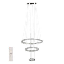 LED-Kronleuchter mit Fernbedienung, 78 W, 7020 lm, 3000–4500–6500 K, ELENA Chrom/Kristall, LIGHTEX