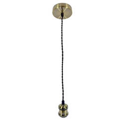 Pendant Rerto - 1 x 60W, E27, gold - black, twisted cable