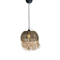 Подвесной светильник Bowler Inart из плетеного ротанга, натуральный цвет, 31x45 см, артикул 313-000006 MHP