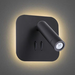 Аплик LED 7W 190lm 3000K черен - с два ключа за директно и индирекно осветление