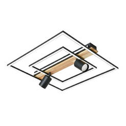 Ceiling lamp LED 36W 2935lm 3000-4000-6400K CAMPO black+wood 005165 VIVALUX