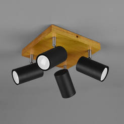 Spot quadruple 4xGU10 Marley black mat/wood - luminaire with directional light 812400432 TRIO