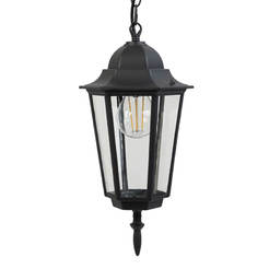 Градински фенер TINO 1 x E27 IP44 черен висящ LIGHTEX