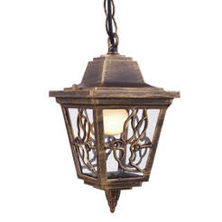 Lyon garden lantern - 1 x E27, IP44, antique brass, hanging