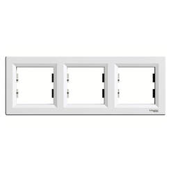 Triple horizontal frame-module for switches and sockets white ASFORA